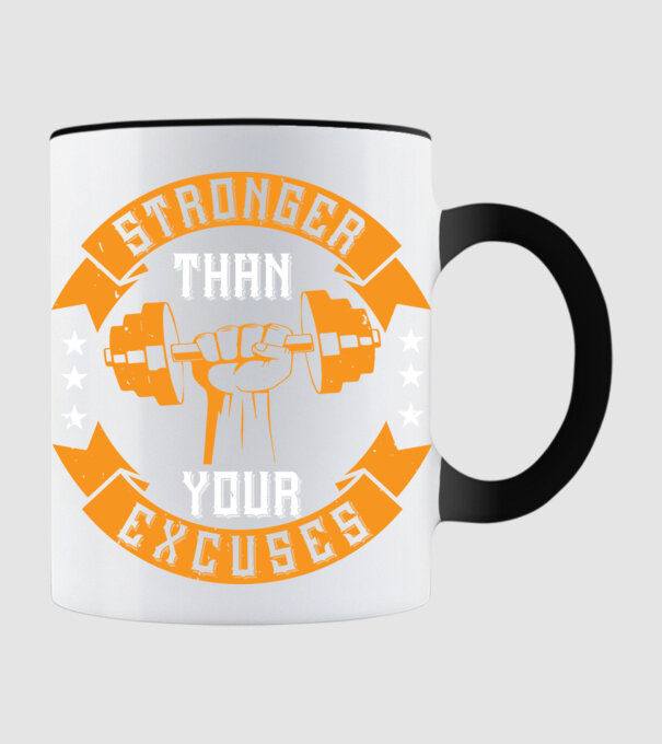 stronger than your excuses model negru pe tricou