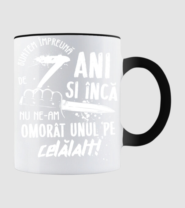 Suntem împreună de 7 ani model negru pe tricou