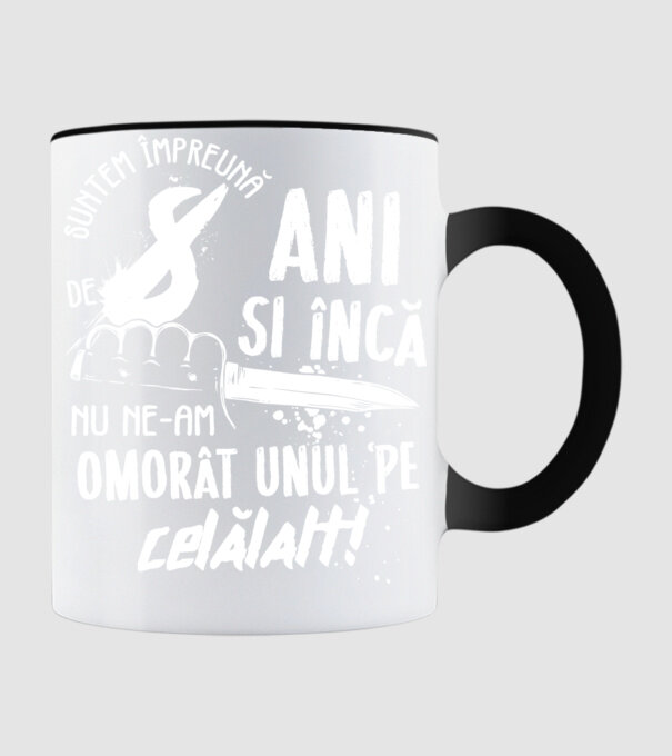 Suntem împreună de 8 ani model negru pe tricou