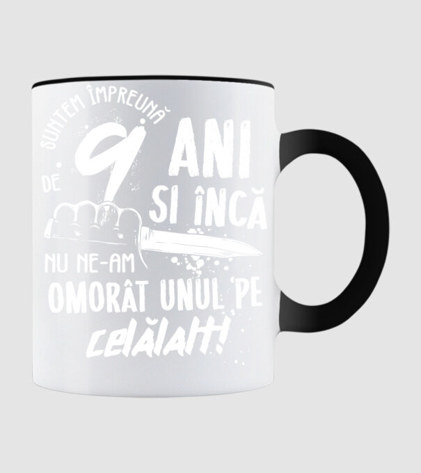 Suntem împreună de 9 ani model negru pe tricou