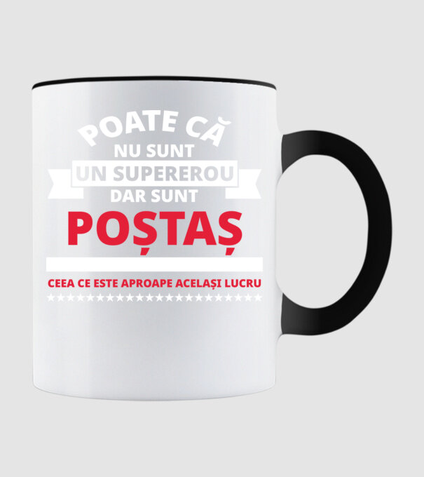 Supererou poştaş model negru pe tricou