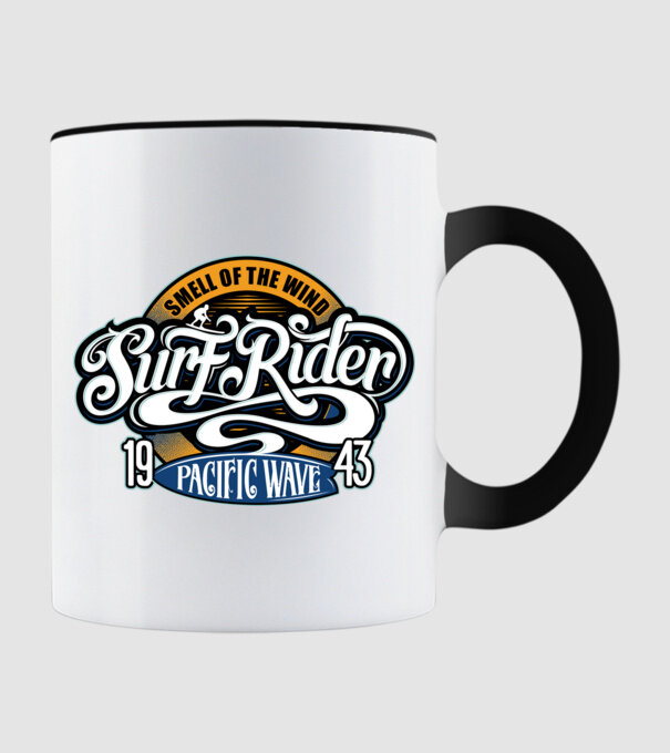 Surf Rider model negru pe tricou
