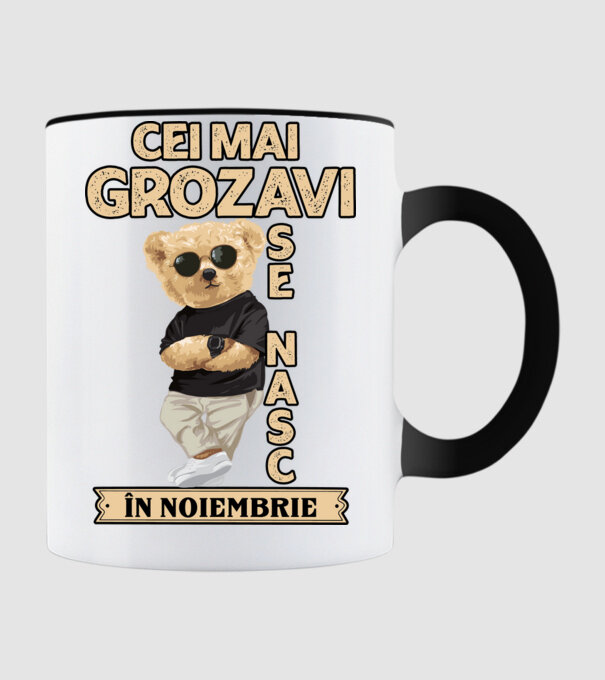 Teddy cel cool noiembrie model negru pe tricou