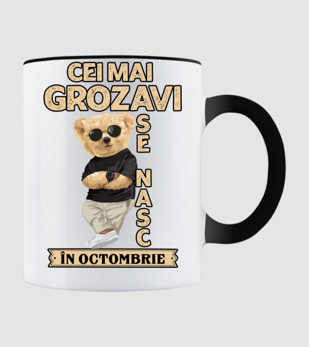 Teddy cel cool octombrie model negru pe tricou