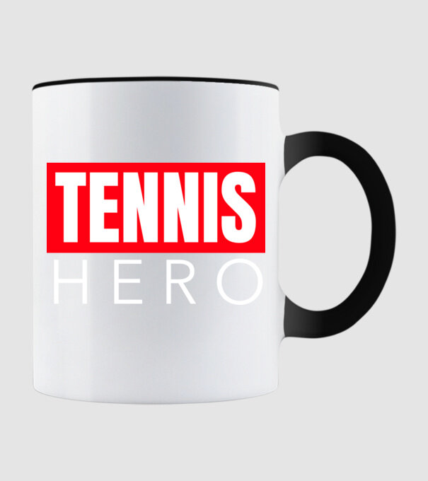 TENNIS HERO model negru pe tricou