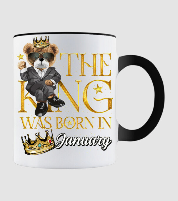 The king was born int JANUARY model negru pe tricou