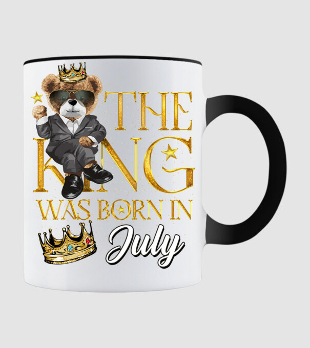 The king was born int JULY model negru pe tricou