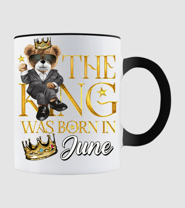 The king was born int JUNE model negru pe tricou