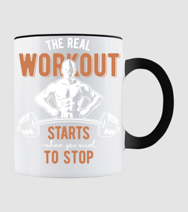 The Real Workout model negru pe tricou
