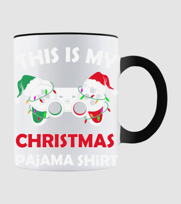 This is my christmas pajama model negru pe tricou