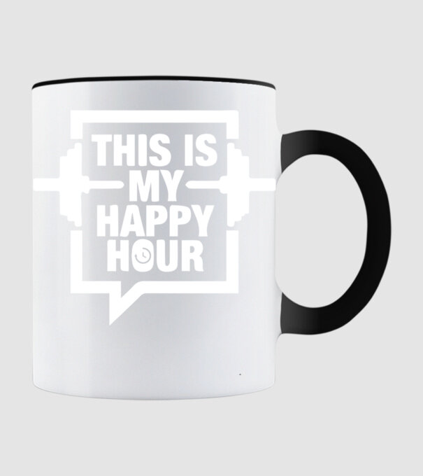 this is my happy hour model negru pe tricou