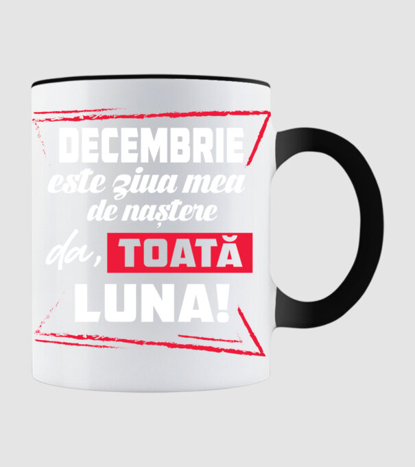 Toată luna DECEMBRIE model negru pe tricou