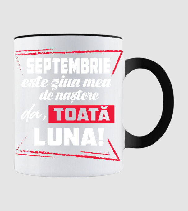 Toată luna SEPTEMBRIE model negru pe tricou