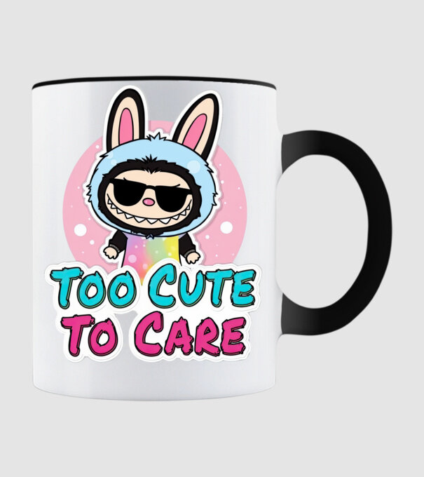 Too cute to care model negru pe tricou