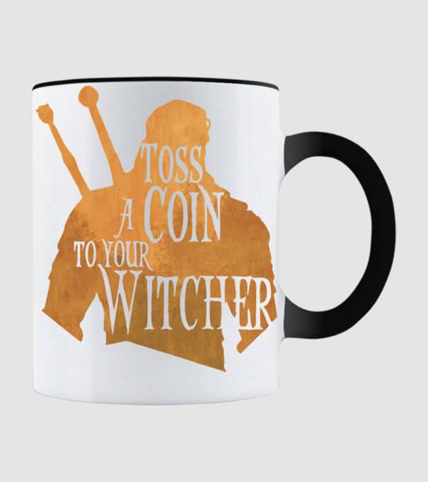 Toss a Coin to your Witcher model negru pe tricou
