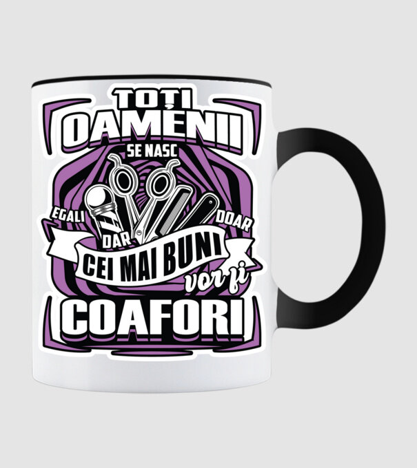 Toți oamenii coafori model negru pe tricou