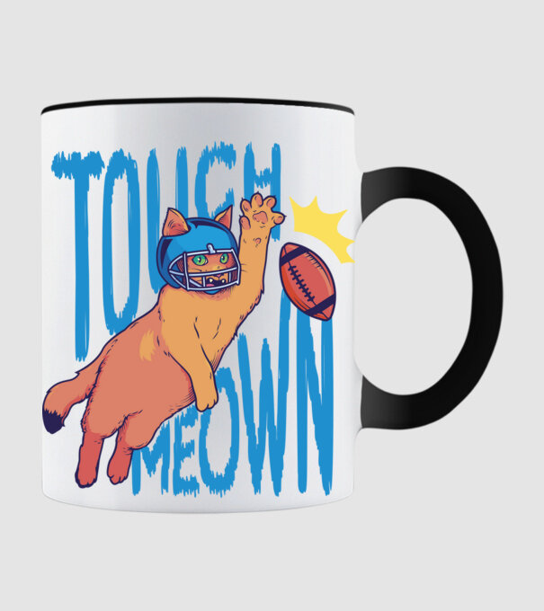 Touch Meow model negru pe tricou