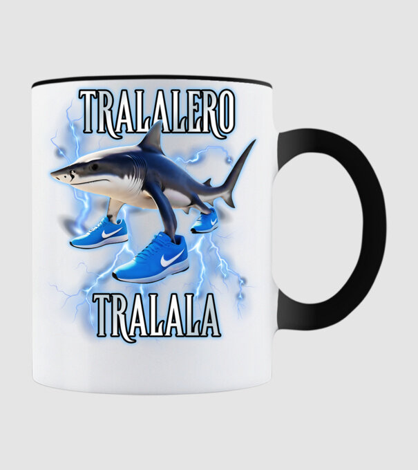 Tralalero Tralala model negru pe tricou