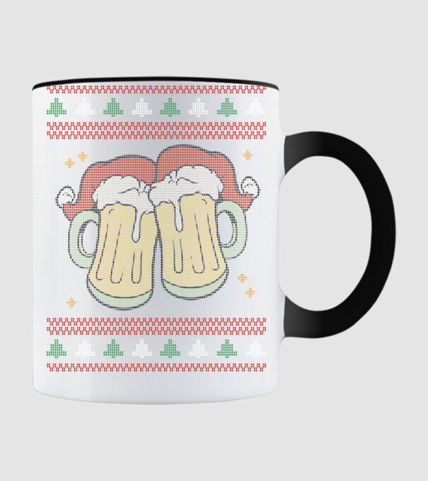 ugly sweater beers model negru pe tricou