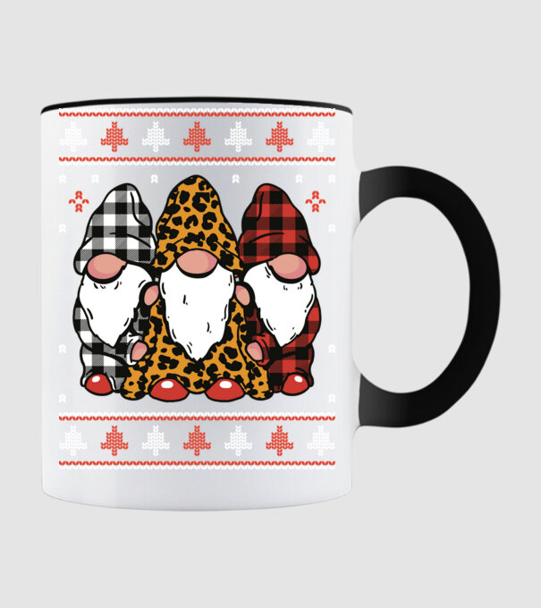 Ugly sweater gnomes model negru pe tricou