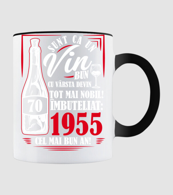 Un Vin Bun 1955 - Negru model negru pe tricou
