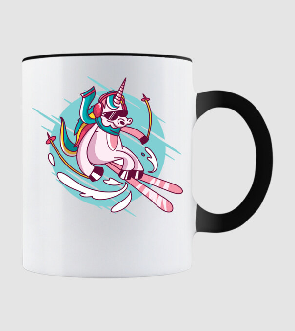 Unicorn ski model negru pe tricou