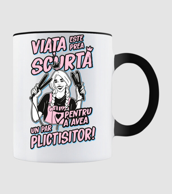 viata este prea scurta pentru a avea un par plictisitor model negru pe tricou