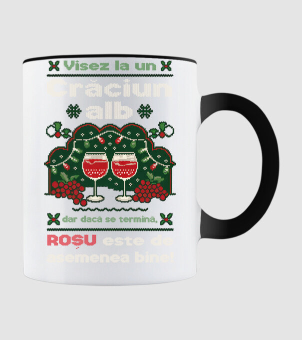 Visez la un Crăciun alb dar dacă se termină, Roșu este de asemenea bine! Negru model negru pe tricou