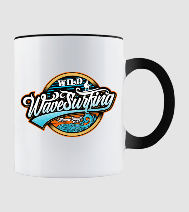 WaveSurfing model negru pe tricou