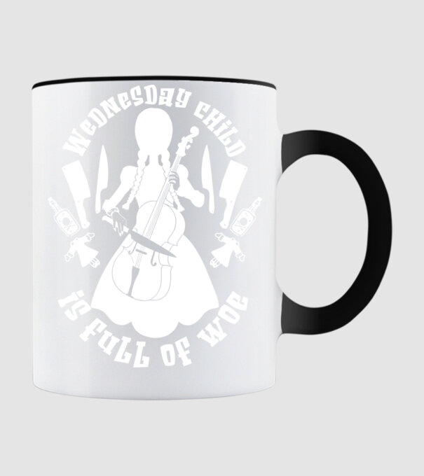 Wednesday child is full of woe model negru pe tricou