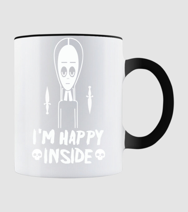 WEDNESDAY Happy inside model negru pe tricou