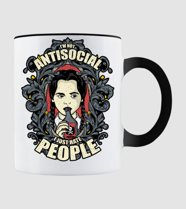 WEDNESDAY - Just hate people model negru pe tricou