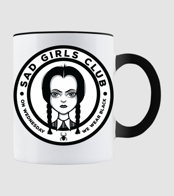 WEDNESDAY Sad Girls Club model negru pe tricou