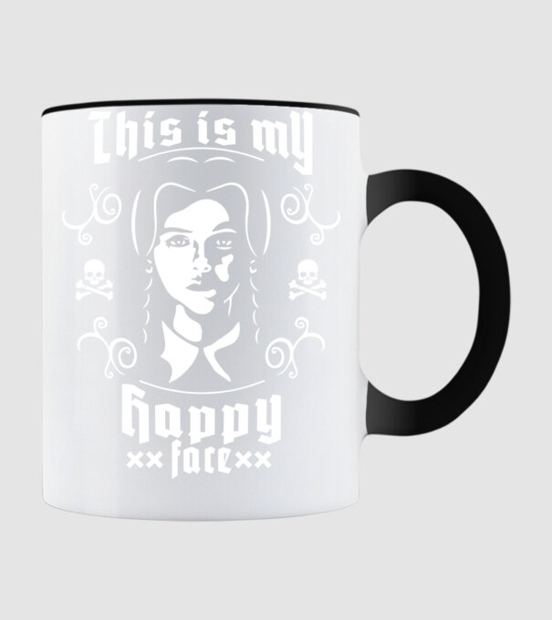 WEDNESDAY This is my happy face model negru pe tricou