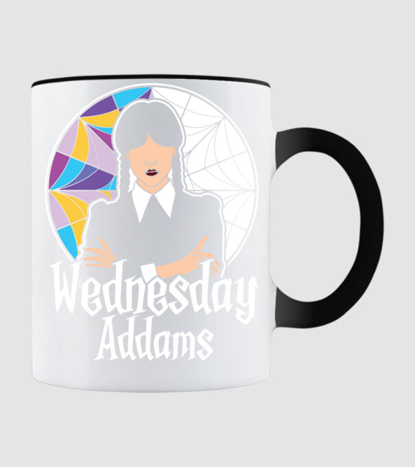 Wednesday Window colorful model negru pe tricou