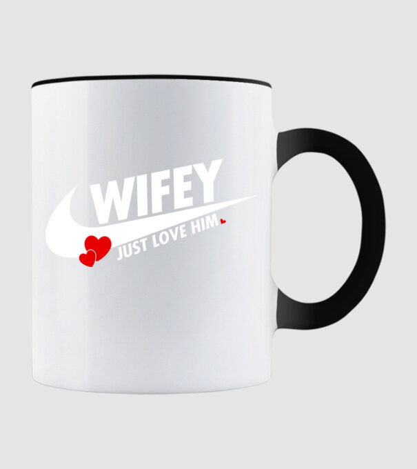 Wifey Just love him alb model negru pe tricou