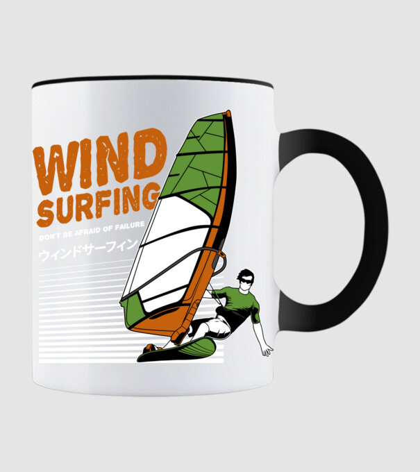 Wind Surf model negru pe tricou