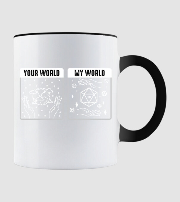 Your World My World model negru pe tricou