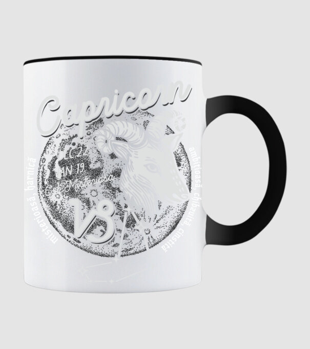 Zodiac femeie CAPRICORN retro model negru pe tricou