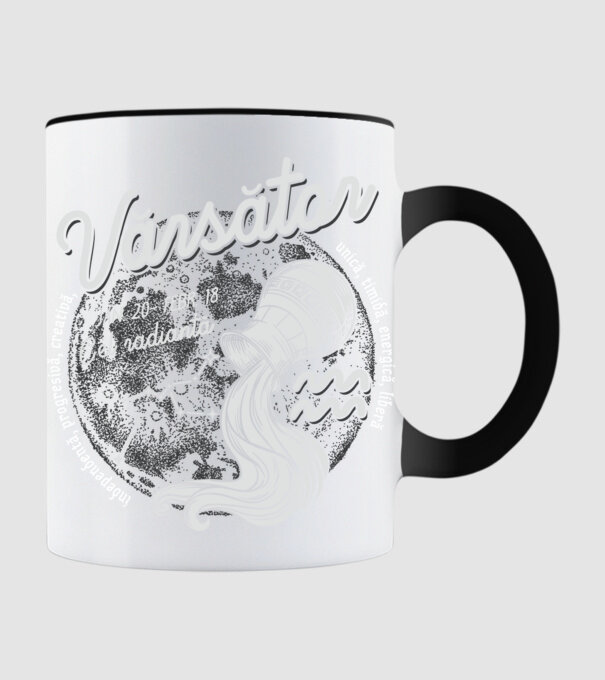 Zodiac femeie VĂRSĂTOR retro model negru pe tricou