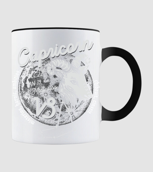 Zodiac bărbat CAPRICORN retro model negru pe tricou