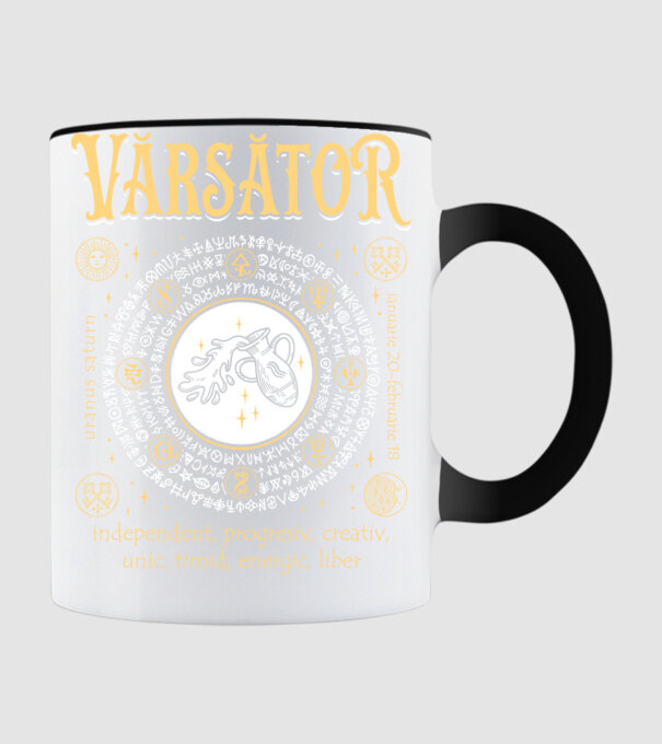Zodiac bărbat VĂRSĂTOR golden model negru pe tricou