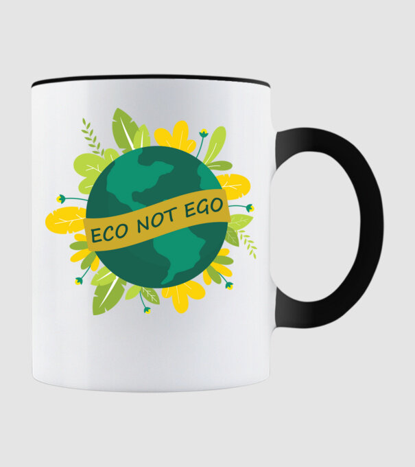 ECO NOT EGO model negru pe tricou