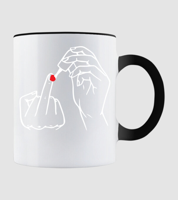 Nail polish Fuck U model negru pe tricou