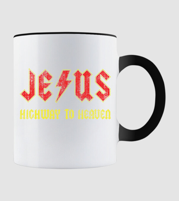 JESUS HIGHWAY TO HEAVEN model negru pe tricou