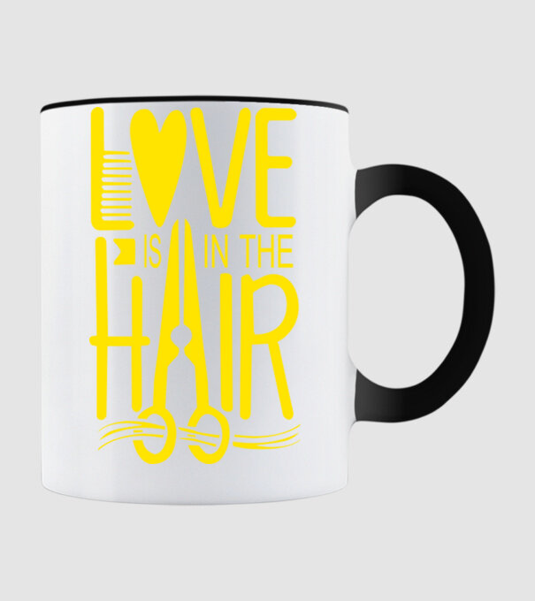 Love is in the hair model negru pe tricou
