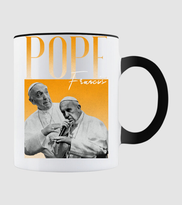 Pope Frances 90s poster model negru pe tricou