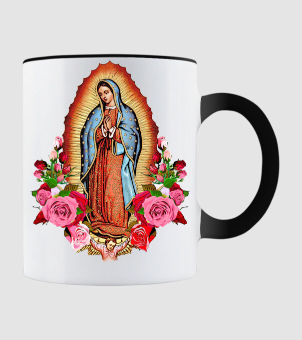 Fecioara Maria model negru pe tricou