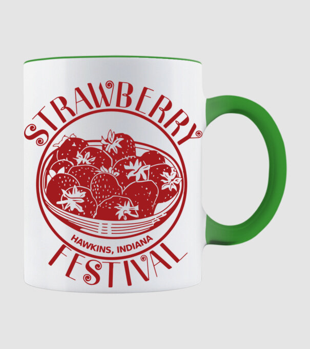 strawberry festival stranger things model verde de măr pe tricou