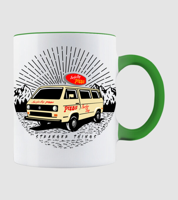 surfer boy pizza bus stranger things model verde de măr pe tricou